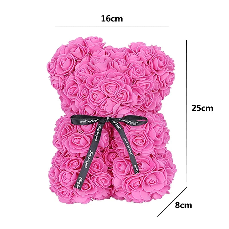 25cm Artificial Teddy Rose Flower Bear