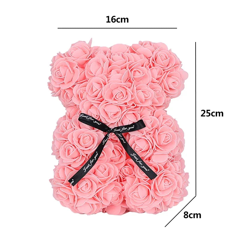 25cm Artificial Teddy Rose Flower Bear