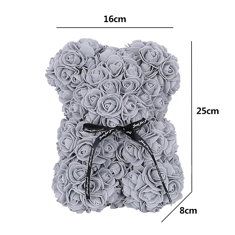 25cm Artificial Teddy Rose Flower Bear