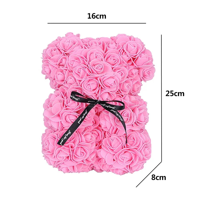 25cm Artificial Teddy Rose Flower Bear