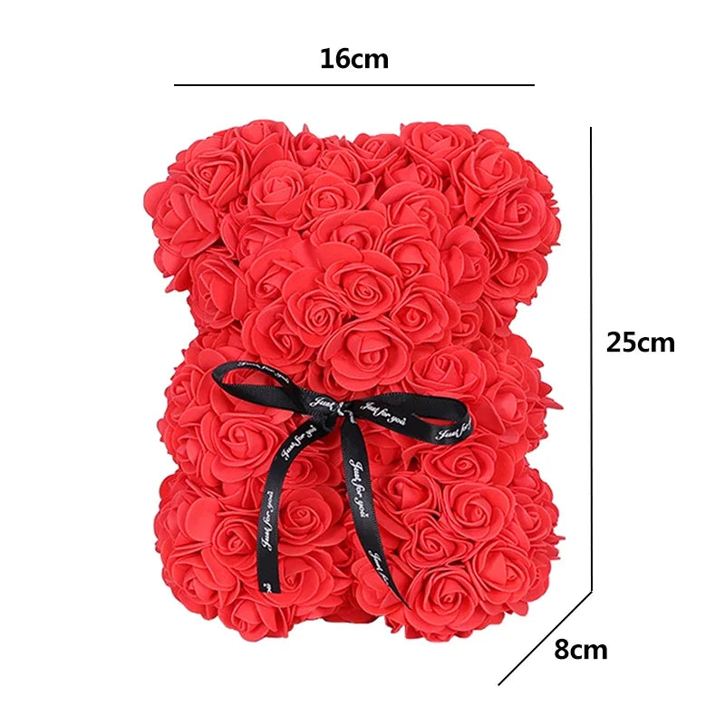 25cm Artificial Teddy Rose Flower Bear