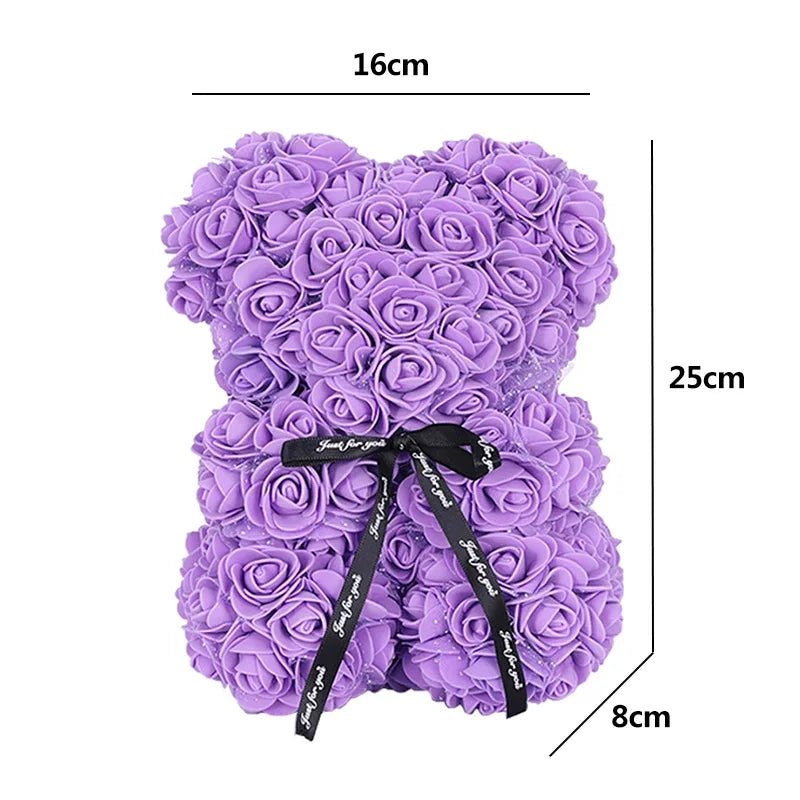 25cm Artificial Teddy Rose Flower Bear