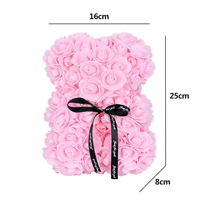 25cm Artificial Teddy Rose Flower Bear