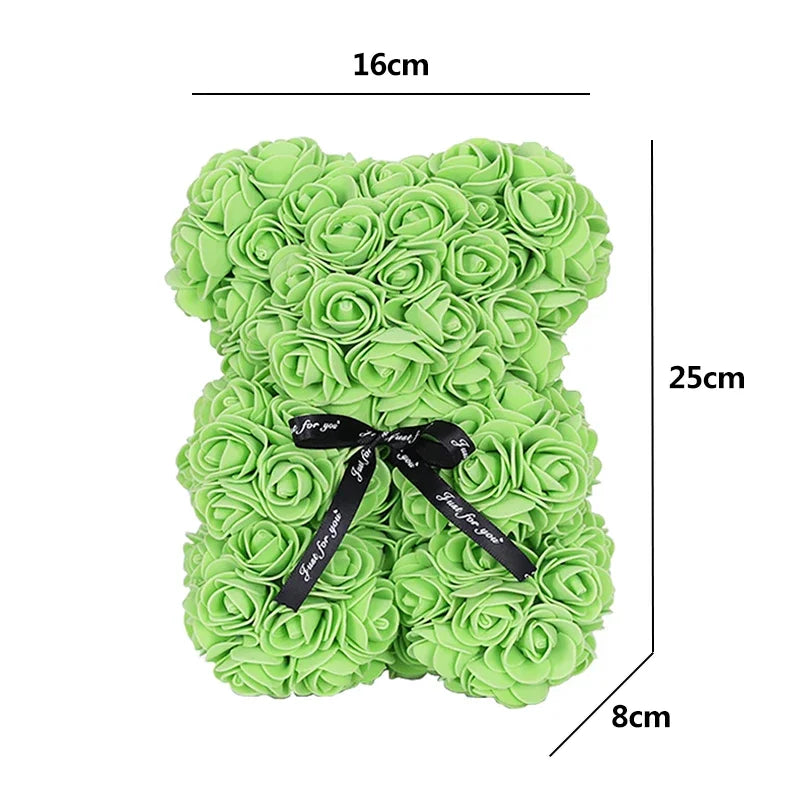 25cm Artificial Teddy Rose Flower Bear