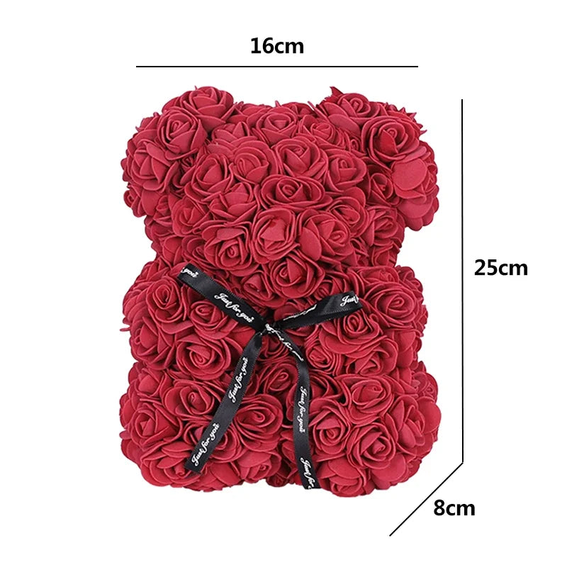 25cm Artificial Teddy Rose Flower Bear