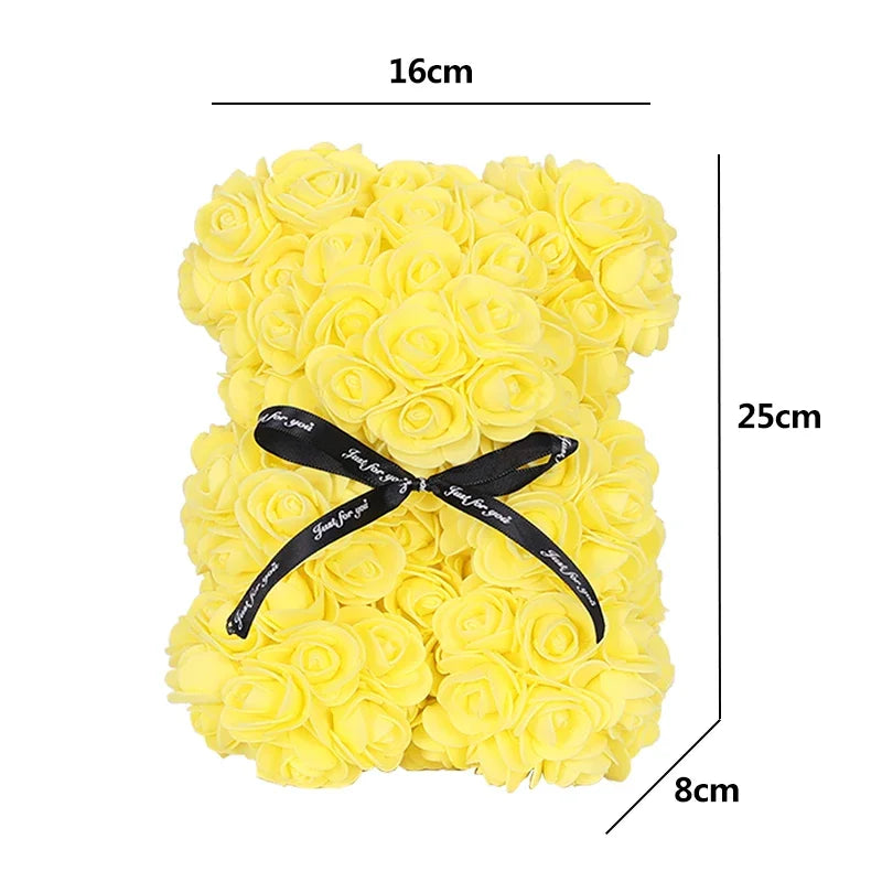 25cm Artificial Teddy Rose Flower Bear